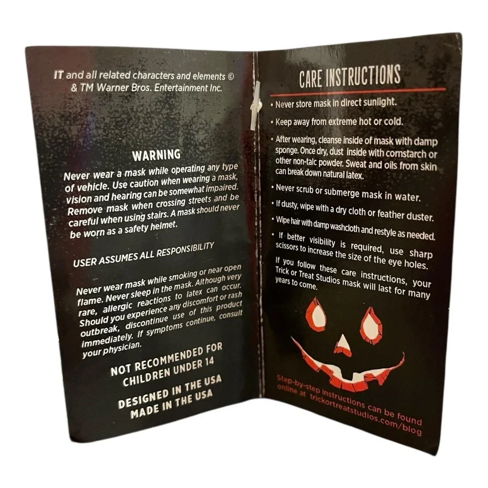 NWT Pennywise Standard Edition Mask Trick Or Treat Studios By‎ Mike O'Brien